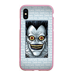 Чехол iPhone XS Max матовый Death Note надписи Рюк, цвет: 3D-розовый