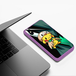 Чехол iPhone XS Max матовый Пикачу в костюме совы, цвет: 3D-фиолетовый — фото 2