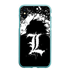 Чехол iPhone XS Max матовый Death Note брызги краски, цвет: 3D-мятный