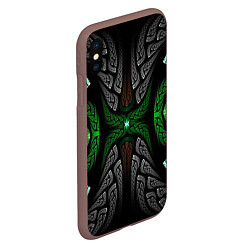 Чехол iPhone XS Max матовый Серо-Зеленые Узоры, цвет: 3D-коричневый — фото 2