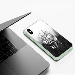 Чехол iPhone XS Max матовый ВЕЛЕС туманный лес, цвет: 3D-салатовый — фото 2
