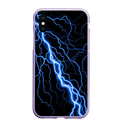 Чехол iPhone XS Max матовый ГОЛУБАЯ МОЛНИЯ ГРОЗА, цвет: 3D-светло-сиреневый