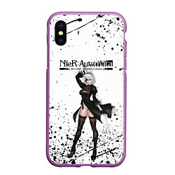 Чехол iPhone XS Max матовый Nier Automata YoRHa Z, цвет: 3D-фиолетовый