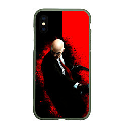 Чехол iPhone XS Max матовый Hitman splash, цвет: 3D-темно-зеленый