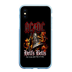 Чехол iPhone XS Max матовый ACDC Hells Bells, цвет: 3D-голубой