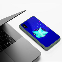 Чехол iPhone XS Max матовый Счастливая звезда, цвет: 3D-темно-зеленый — фото 2