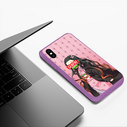 Чехол iPhone XS Max матовый SENPAI NEZUKO НЕЗУКО ПАТТЕРН, цвет: 3D-фиолетовый — фото 2