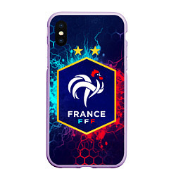 Чехол iPhone XS Max матовый Сборная Франции, цвет: 3D-сиреневый