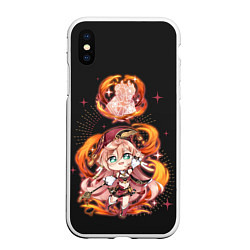 Чехол iPhone XS Max матовый Chibi Yanfei GI, цвет: 3D-белый