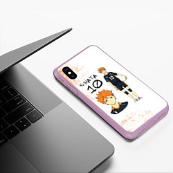 Чехол iPhone XS Max матовый ХИНАТА 10 номер ВОЛЕЙБОЛ!!, цвет: 3D-сиреневый — фото 2