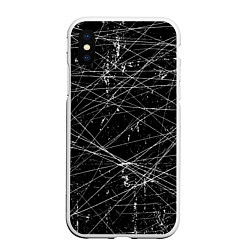Чехол iPhone XS Max матовый ГРАНЖ GRUNGE ЧБ, цвет: 3D-белый