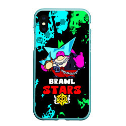 Чехол iPhone XS Max матовый Плохиш Базз, Buzz Brawl Stars, цвет: 3D-мятный