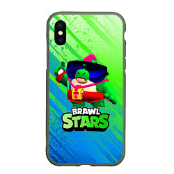 Чехол iPhone XS Max матовый Базз Buzz Brawl Stars, цвет: 3D-темно-зеленый