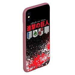 Чехол iPhone XS Max матовый ATTACK ON TITAN LOGO, цвет: 3D-малиновый — фото 2