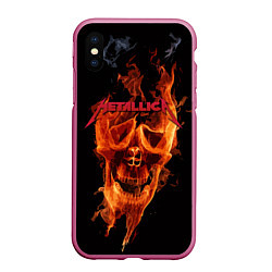 Чехол iPhone XS Max матовый Metallica Flame, цвет: 3D-малиновый