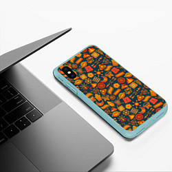 Чехол iPhone XS Max матовый Узор из бактерий и не только, цвет: 3D-мятный — фото 2