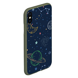 Чехол iPhone XS Max матовый Космическая одиссея, цвет: 3D-темно-зеленый — фото 2