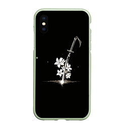 Чехол iPhone XS Max матовый Nier - Sword and Flowers, цвет: 3D-салатовый