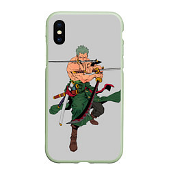 Чехол iPhone XS Max матовый Арт Ророноа Зоро, One Piece, цвет: 3D-салатовый