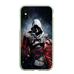 Чехол iPhone XS Max матовый Assassins Creed 4: Black Flag, цвет: 3D-салатовый