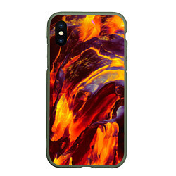 Чехол iPhone XS Max матовый ОГНЕННЫЙ ГРАНЖ FIRE GRUNGE Z, цвет: 3D-темно-зеленый