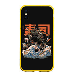 Чехол iPhone XS Max матовый Sushi Dragon, цвет: 3D-желтый