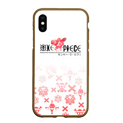 Чехол iPhone XS Max матовый One Piece резиновый Луффи, цвет: 3D-коричневый