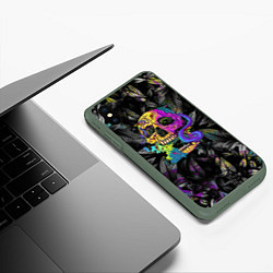 Чехол iPhone XS Max матовый Череп Психоделика, цвет: 3D-темно-зеленый — фото 2