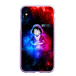 Чехол iPhone XS Max матовый Космический Луффи One Piece, цвет: 3D-сиреневый