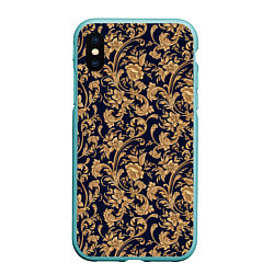 Чехол iPhone XS Max матовый Versace классические узоры, цвет: 3D-мятный