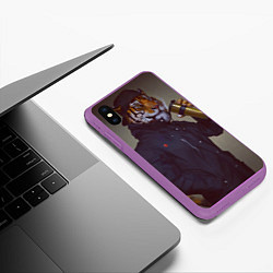 Чехол iPhone XS Max матовый Тигр На Стиле, цвет: 3D-фиолетовый — фото 2