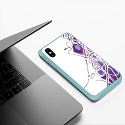 Чехол iPhone XS Max матовый Фиолетовые нити, цвет: 3D-мятный — фото 2