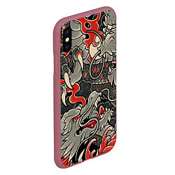 Чехол iPhone XS Max матовый Китайский Дракон, China Dragon, цвет: 3D-малиновый — фото 2