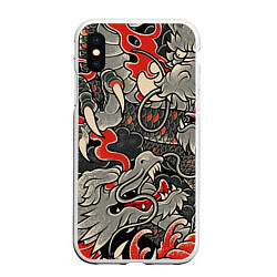 Чехол iPhone XS Max матовый Китайский Дракон, China Dragon, цвет: 3D-белый