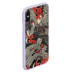 Чехол iPhone XS Max матовый Китайский Дракон, China Dragon, цвет: 3D-светло-сиреневый — фото 2