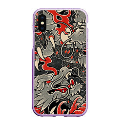 Чехол iPhone XS Max матовый Китайский Дракон, China Dragon, цвет: 3D-сиреневый