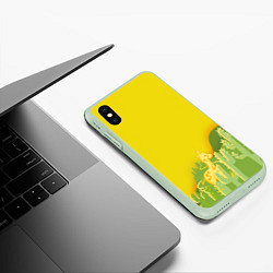 Чехол iPhone XS Max матовый Милый жираф в кактусах, цвет: 3D-салатовый — фото 2