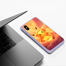 Чехол iPhone XS Max матовый Пикачу на облачках, цвет: 3D-светло-сиреневый — фото 2