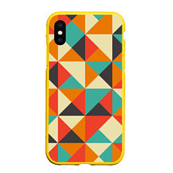 Чехол iPhone XS Max матовый Треугольники, цвет: 3D-желтый