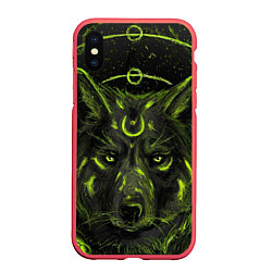 Чехол iPhone XS Max матовый Эзотерический Волк, цвет: 3D-красный