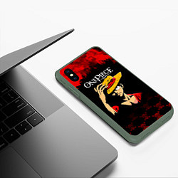 Чехол iPhone XS Max матовый Луффи One Piece Большой куш, цвет: 3D-темно-зеленый — фото 2