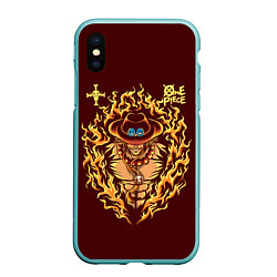 Чехол iPhone XS Max матовый One Piece Портгас Д Эйс в огне, цвет: 3D-мятный