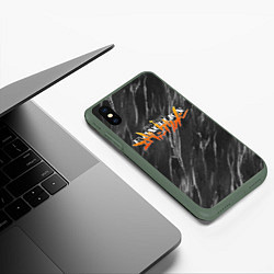 Чехол iPhone XS Max матовый МРАМОР EVANGELION, цвет: 3D-темно-зеленый — фото 2