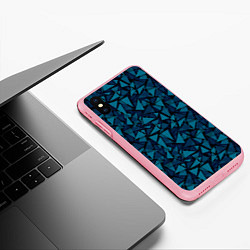 Чехол iPhone XS Max матовый Синий полигональный паттерн, цвет: 3D-баблгам — фото 2