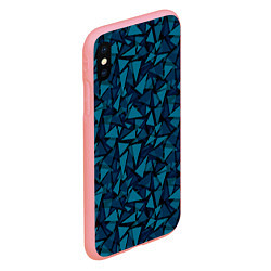 Чехол iPhone XS Max матовый Синий полигональный паттерн, цвет: 3D-баблгам — фото 2