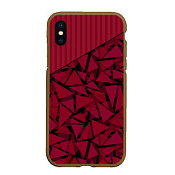 Чехол iPhone XS Max матовый Красный комбинированный узор, цвет: 3D-коричневый