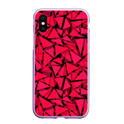 Чехол iPhone XS Max матовый Красно-черный полигональный, цвет: 3D-сиреневый