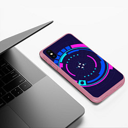 Чехол iPhone XS Max матовый Розовый Синий Киберпанк, цвет: 3D-малиновый — фото 2
