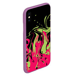 Чехол iPhone XS Max матовый Черно малиновый абстрактный, цвет: 3D-фиолетовый — фото 2