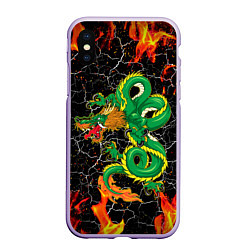Чехол iPhone XS Max матовый Дракон Огонь Dragon Fire, цвет: 3D-светло-сиреневый